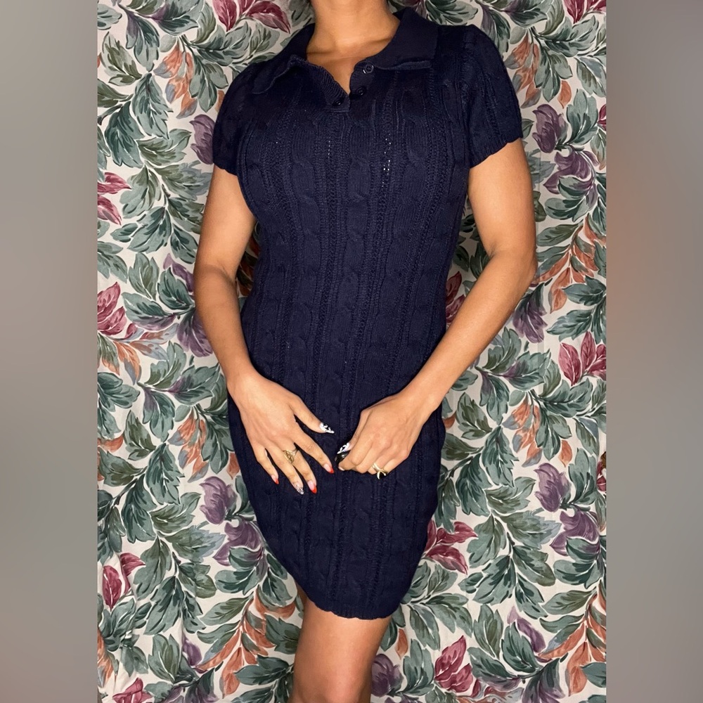 NWOT Navy Sunday Edition Cable Knit Mini Dress